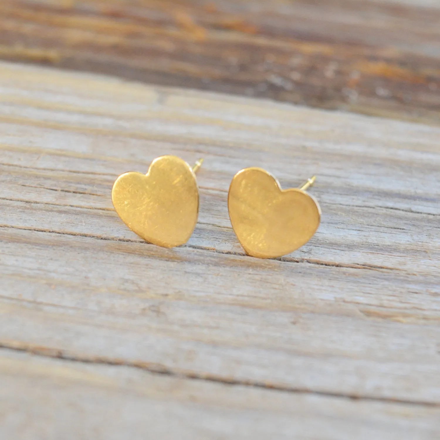 14k gold filled heart stud earrings
