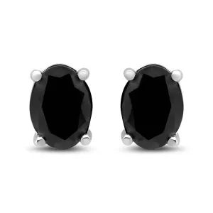 14K White Gold 1/2 Cttw Round Brilliant-Cut Black Diamond Classic 4-Prong Stud Earrings with Screw Backs