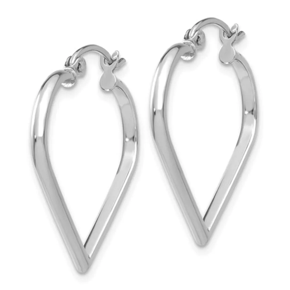14k White Gold Heart of Gold Hoop Earrings