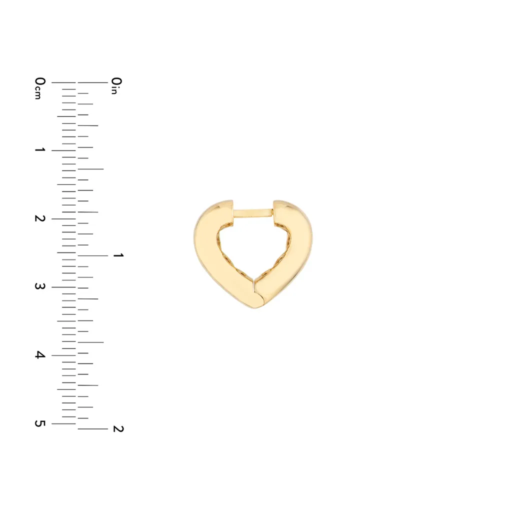 14K Yellow Gold Heart Huggie Earrings