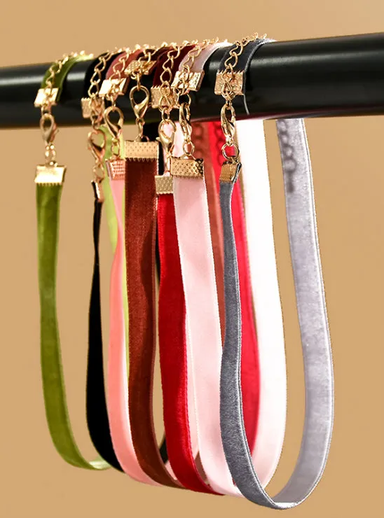 7 Pcs/pack Colorful Velvet strip Choker Necklace