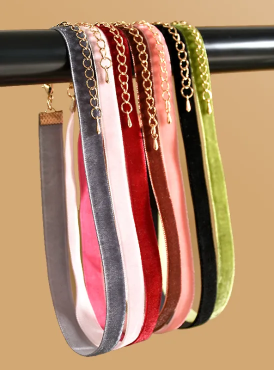 7 Pcs/pack Colorful Velvet strip Choker Necklace
