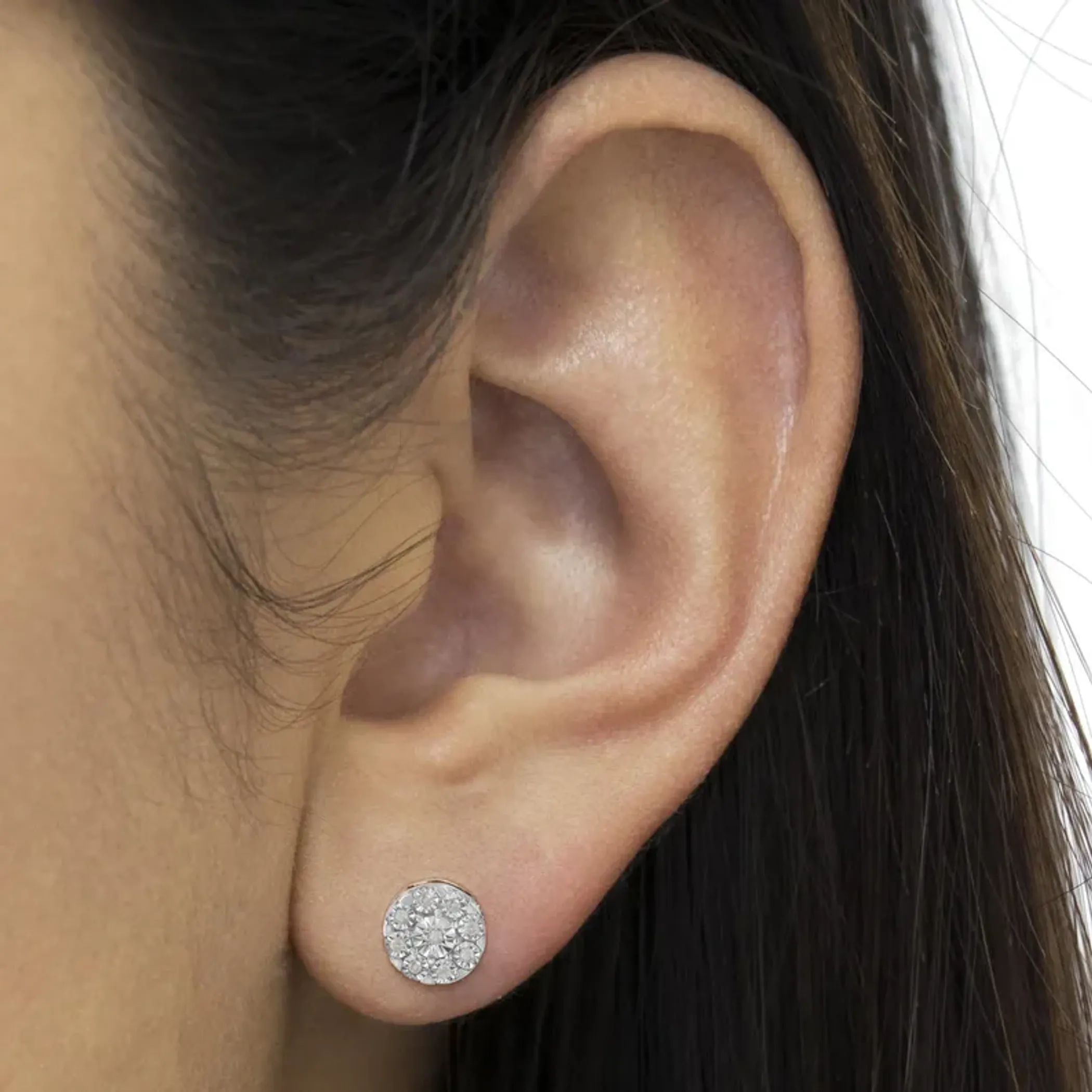 .925 Sterling Silver 1/5 Cttw Diamond Miracle-Set Floral Cluster Push Back Stud Earrings (I-J Color, I2-I3 Clarity)