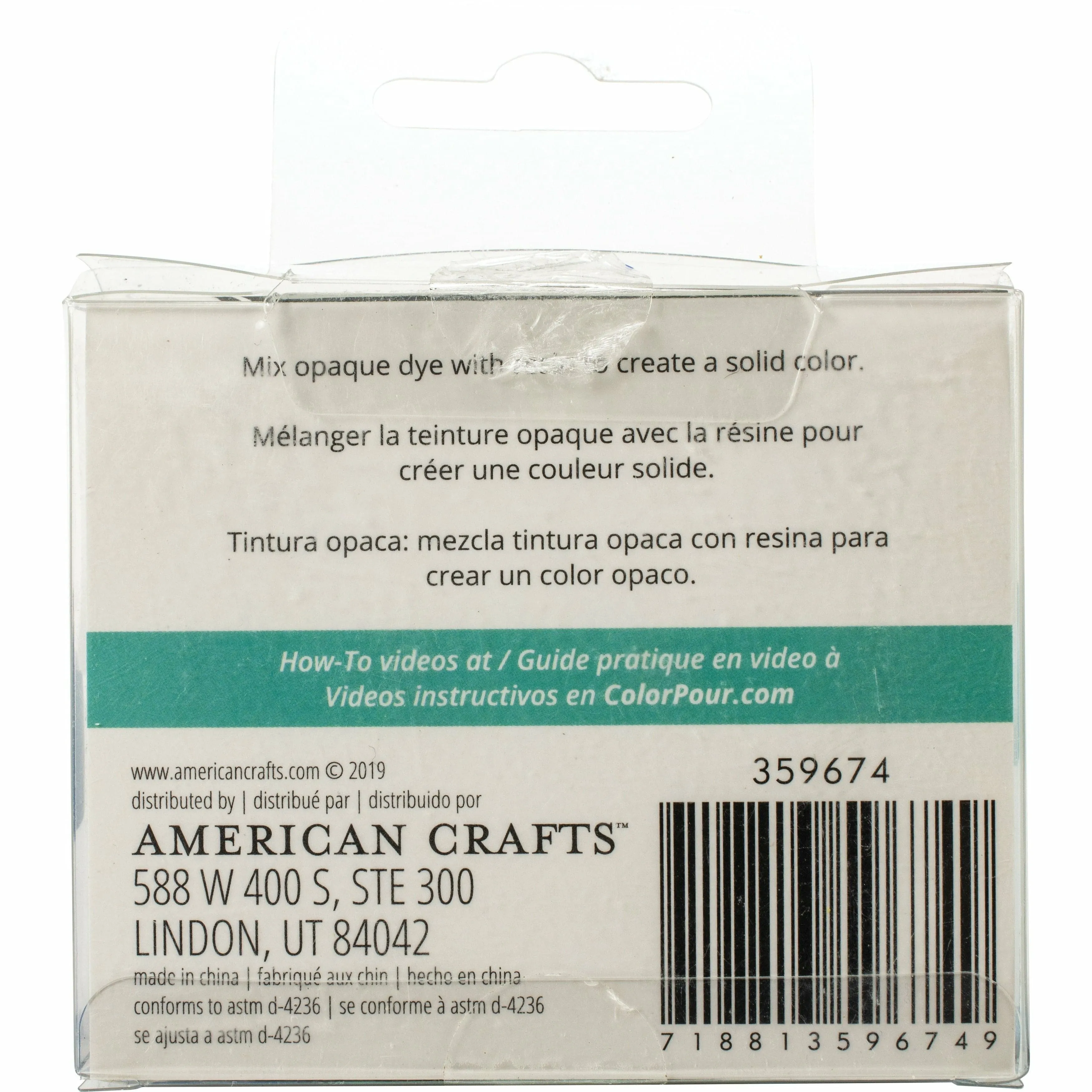 American Crafts Color Pour Resin Dyes 4 x 10ml Opaque Cool Colour Dyes