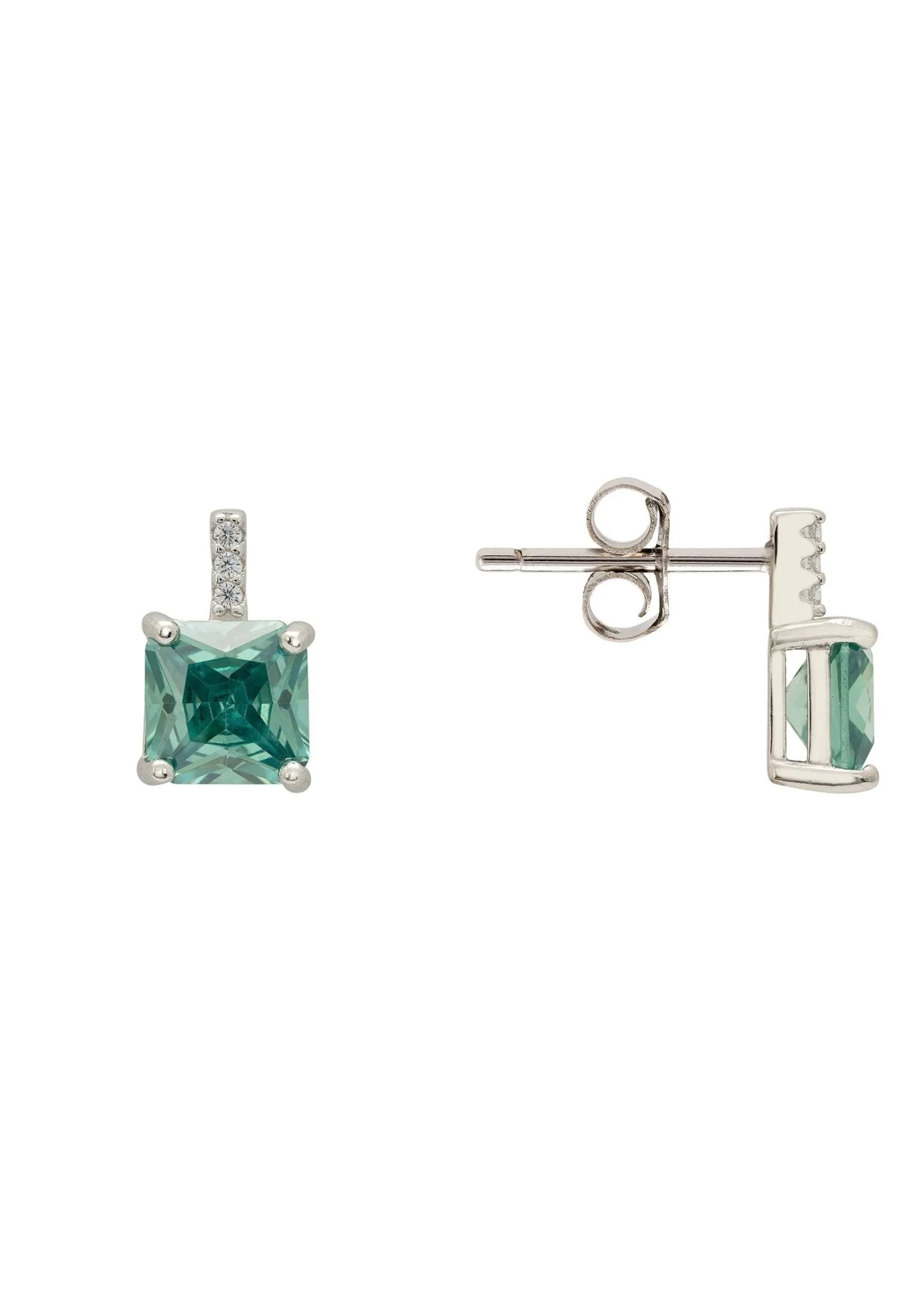 Aria Crystal Stud Earrings Jade Green Silver