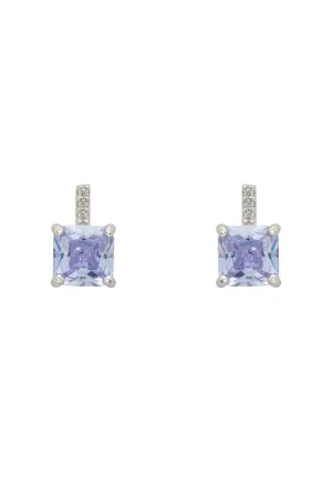 Aria Crystal Stud Earrings Lilac Amethyst Silver