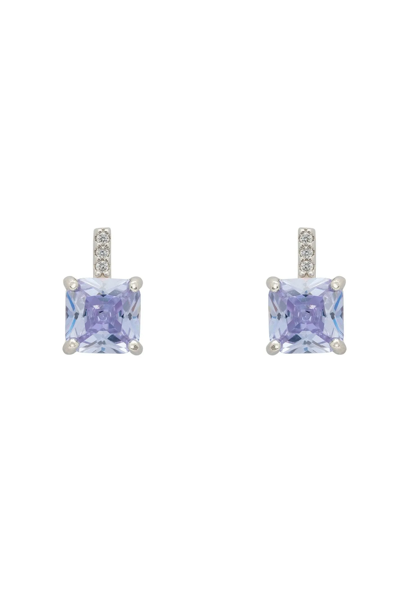 Aria Crystal Stud Earrings Lilac Amethyst Silver