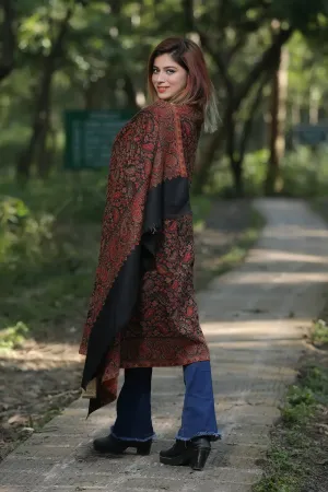 Black Colour Beautiful Kani Shawl And AllOver  Multi color Pattern Creates Innovative Designs