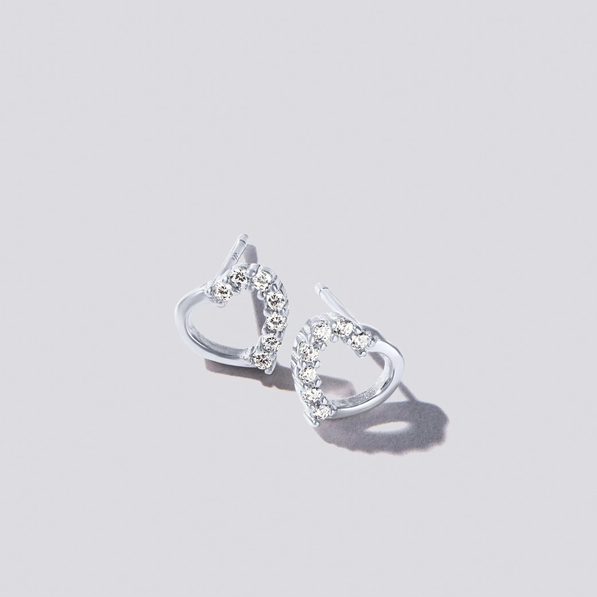 Children's Sterling Silver Open Heart Cubic Zirconia Earrings