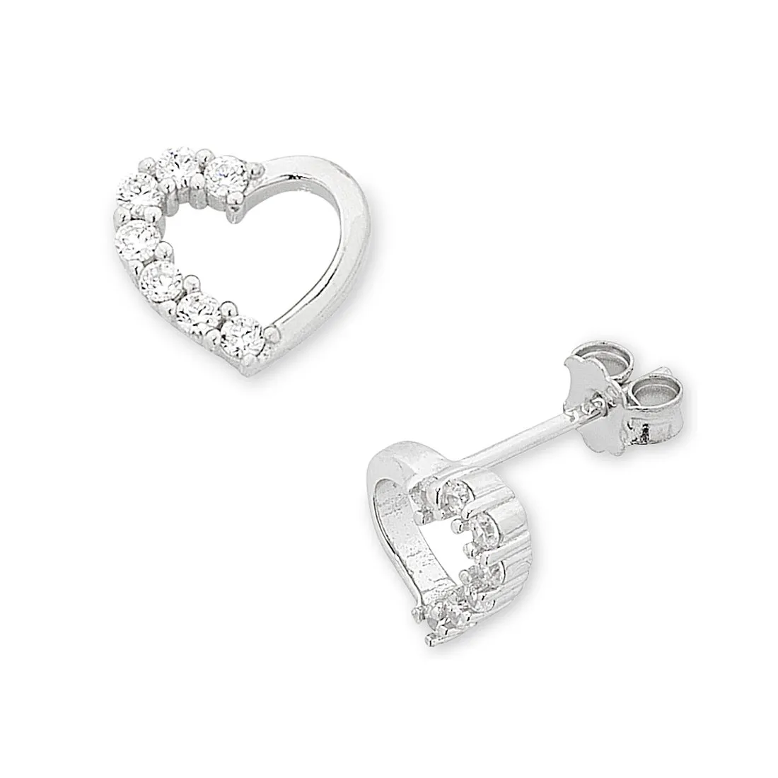 Children's Sterling Silver Open Heart Cubic Zirconia Earrings
