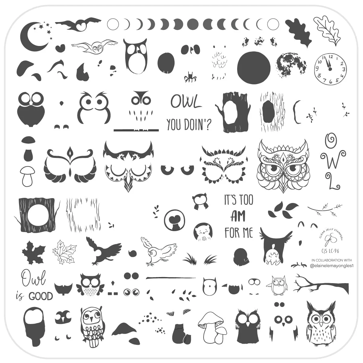 CJSLC-096 - Owl is Good   | Clear Jelly Stamping Plate