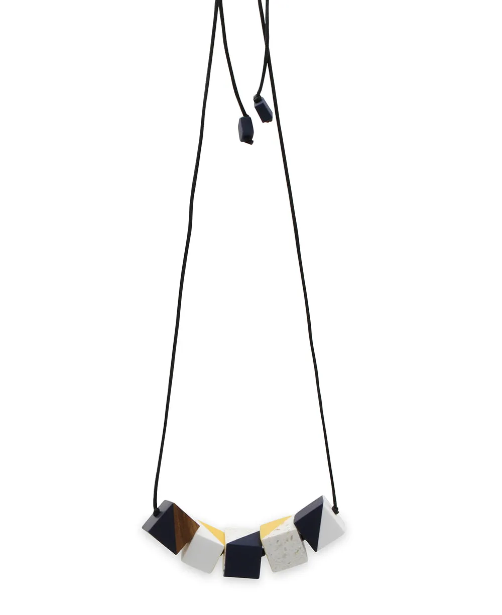 Colorful Cubes Geometric Block Necklace