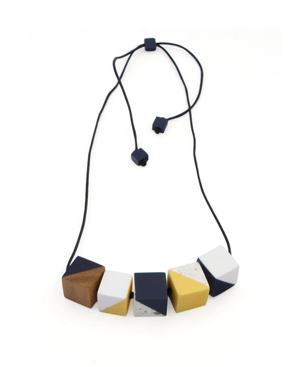 Colorful Cubes Geometric Block Necklace