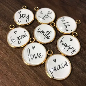 Colorful Positivity & Heart Charms Set - Spread Joy, Love, and Hope