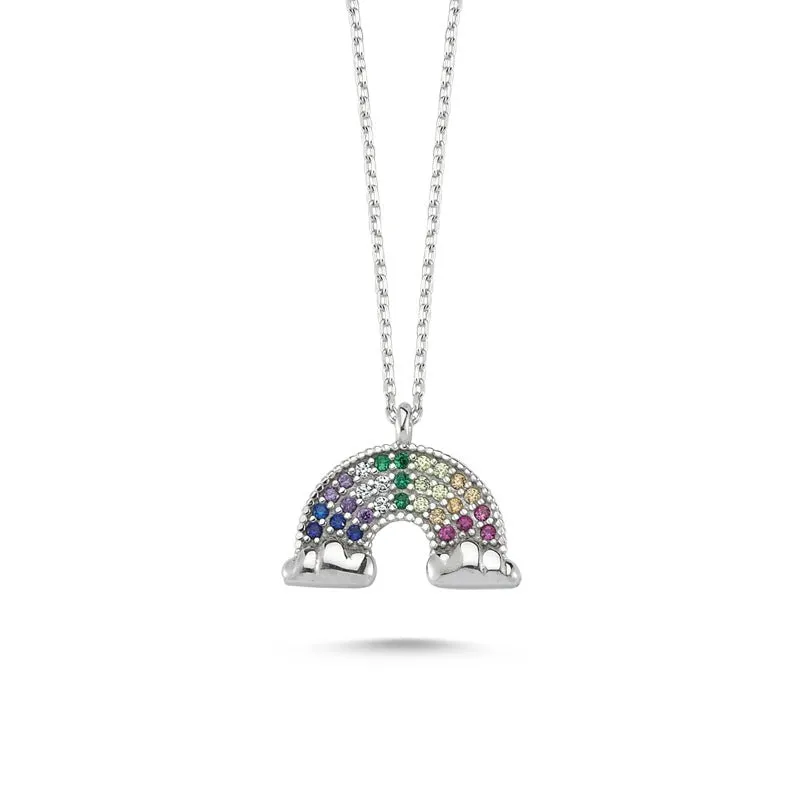 Colorful Rainbow Silver Necklace Pendant