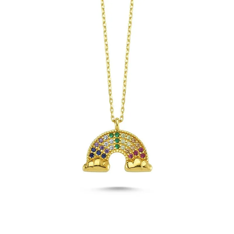 Colorful Rainbow Silver Necklace Pendant
