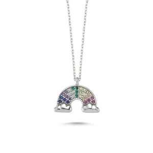 Colorful Rainbow Silver Necklace Pendant