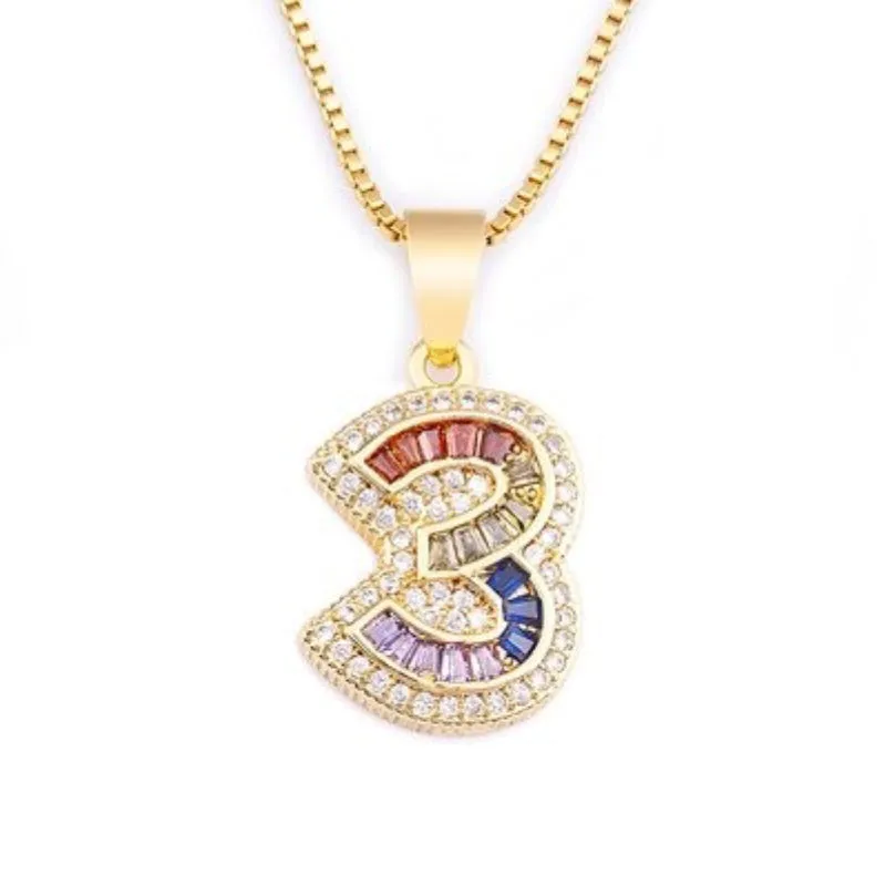 Colorful Rhinestone Bejeweled 0-9 Number Charm Pendant Necklaces