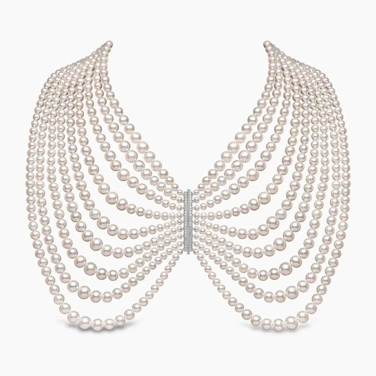 Contessa 18K Gold White Freshwater Pearl Butterfly Multi Strand Necklace