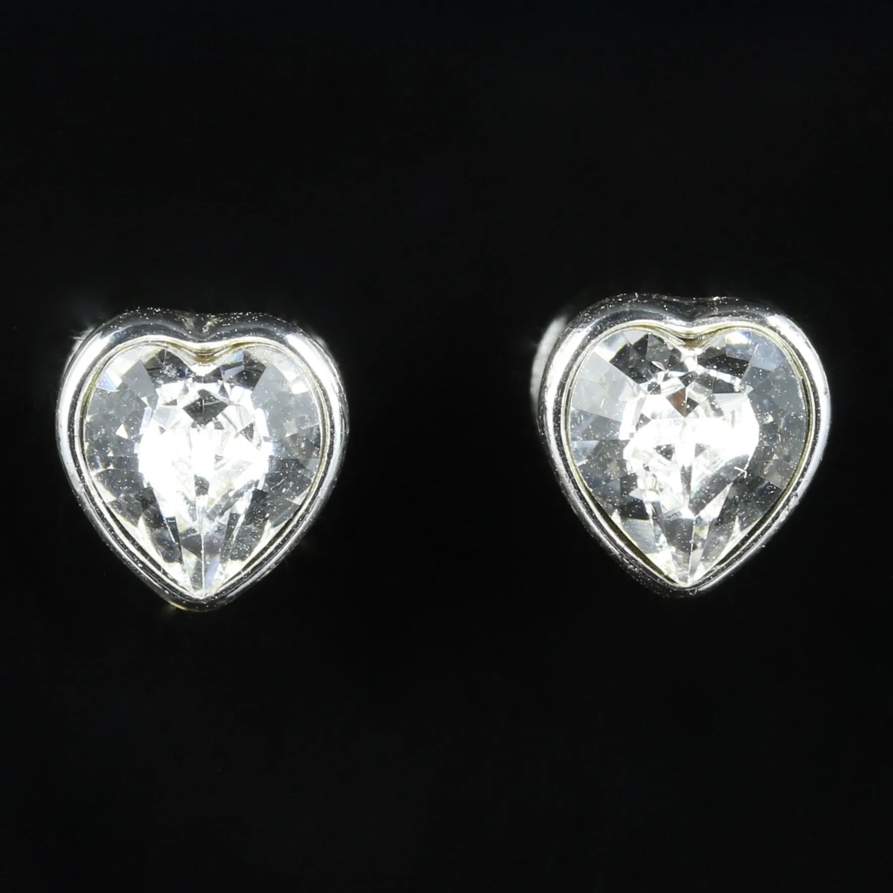 Cz Heart Stud Earrings White Metal