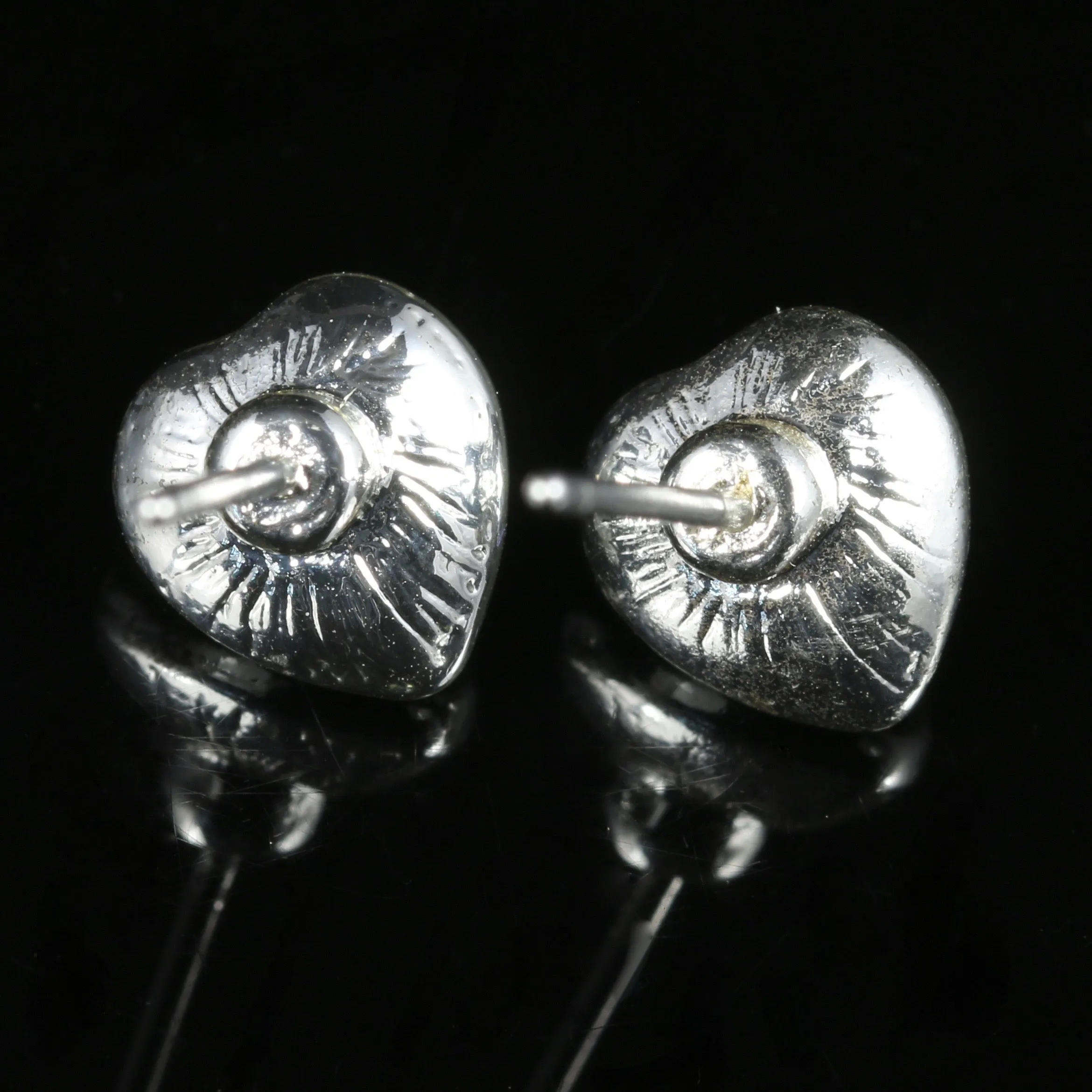 Cz Heart Stud Earrings White Metal