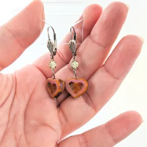 Czech Glass Heart Earrings
