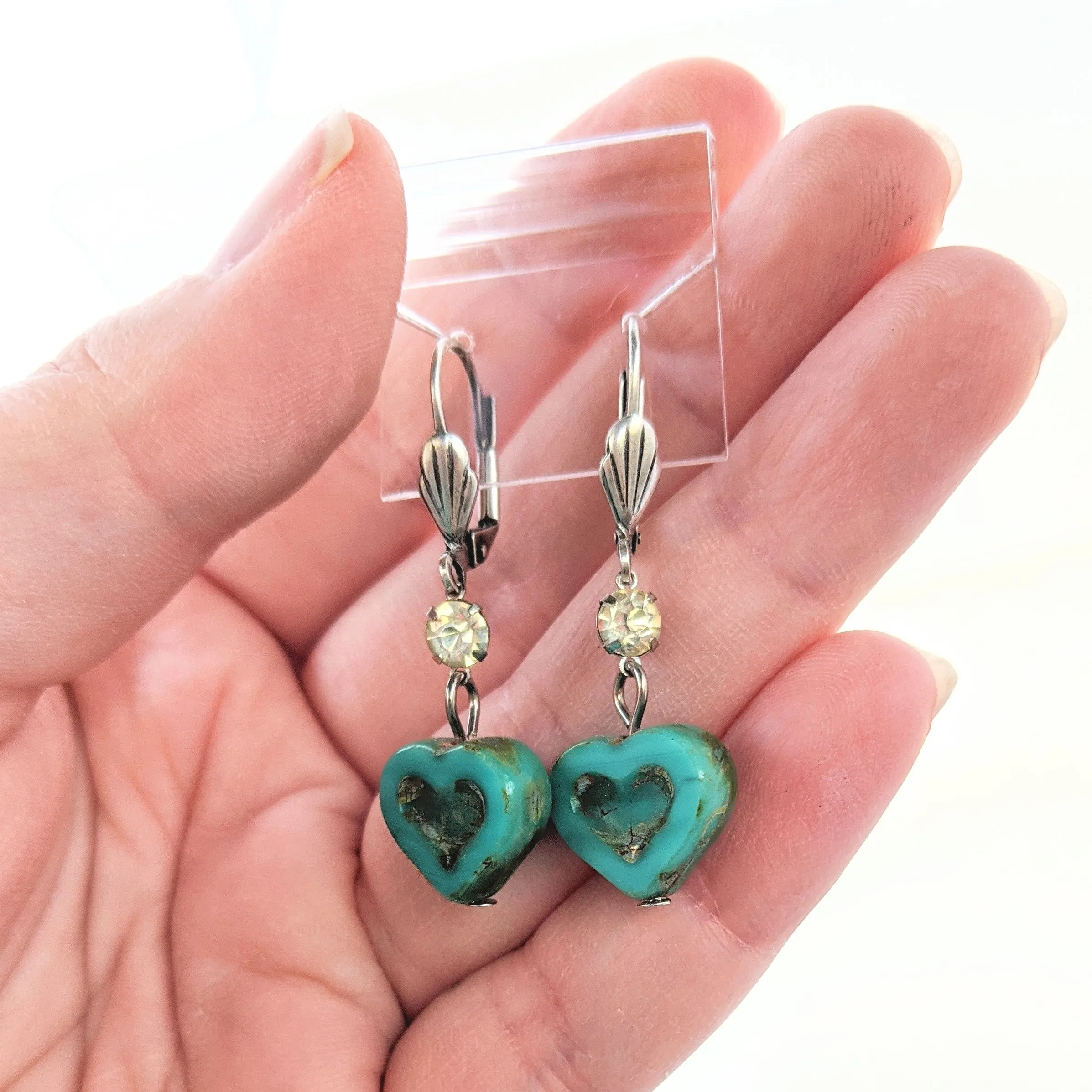 Czech Glass Heart Earrings