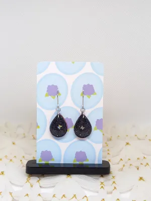 Dark Blue Glittery Teardrop Earrings | Sparkles Collection