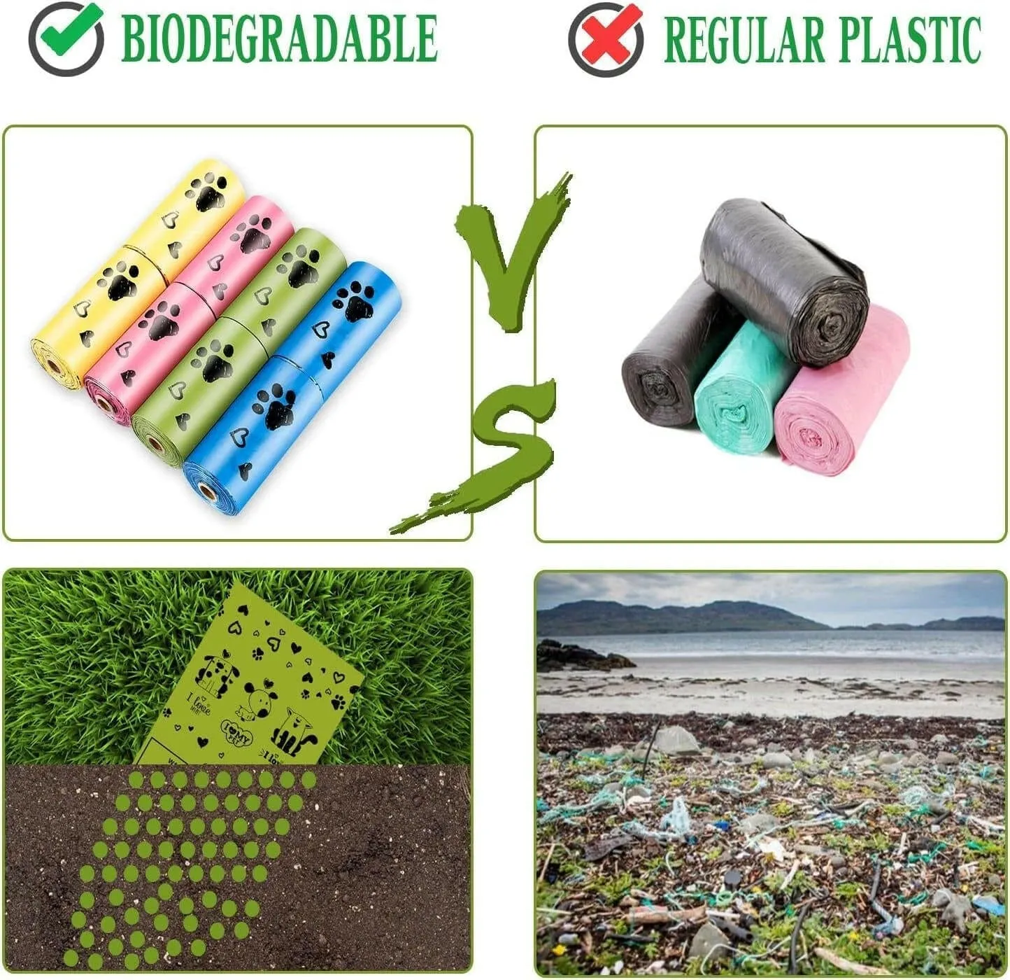 Eco-Friendly Vibrant Dog Poop Bags ( 4 colors)