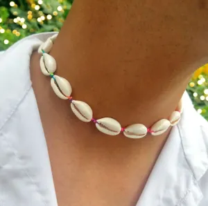 Firangi Yarn Men's Hand Braided Colorful Rope Adjustable Vintage Shell Necklace Jewelry