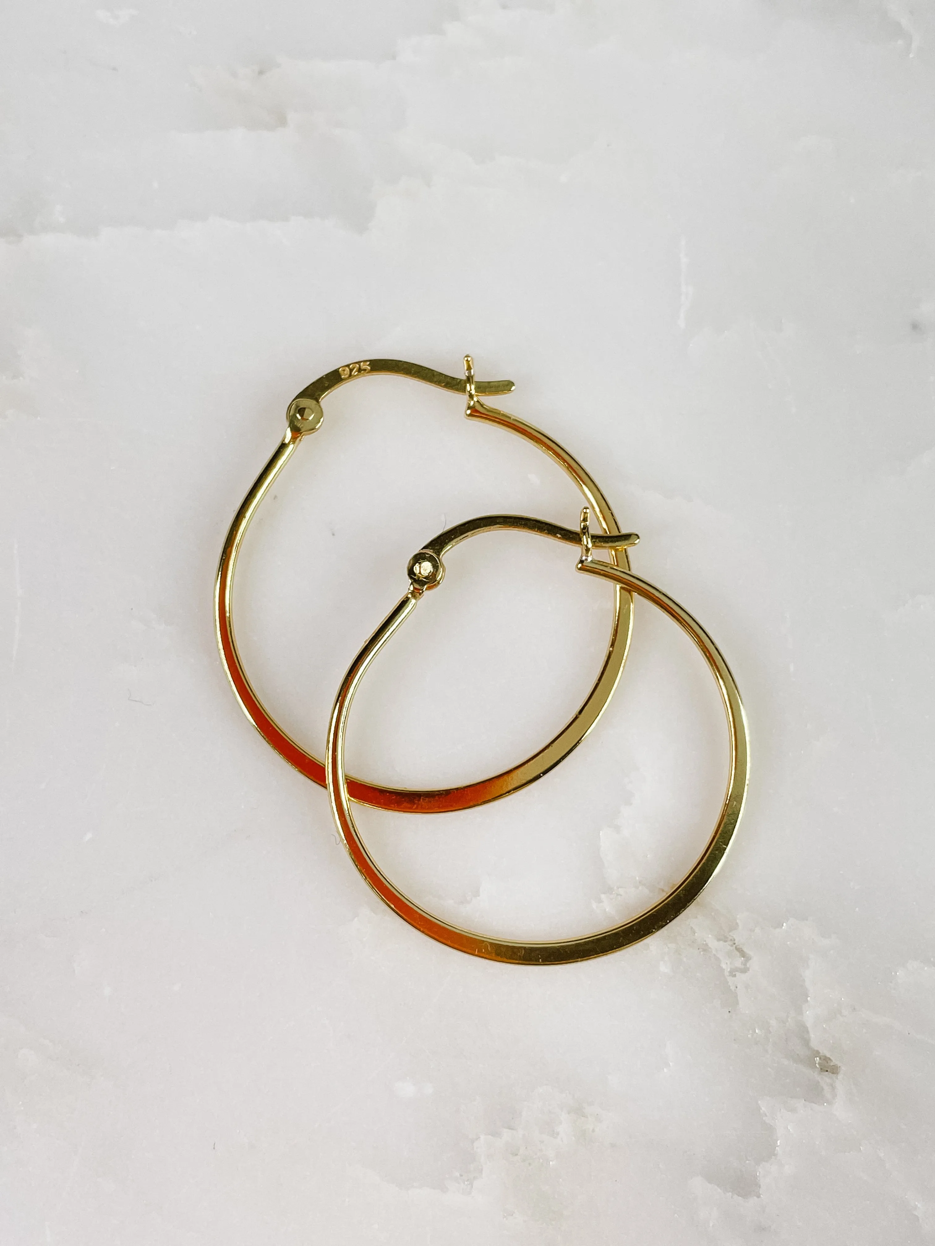 Gold Overlay Sterling Silver Vermeil 28mm Hoop Earrings