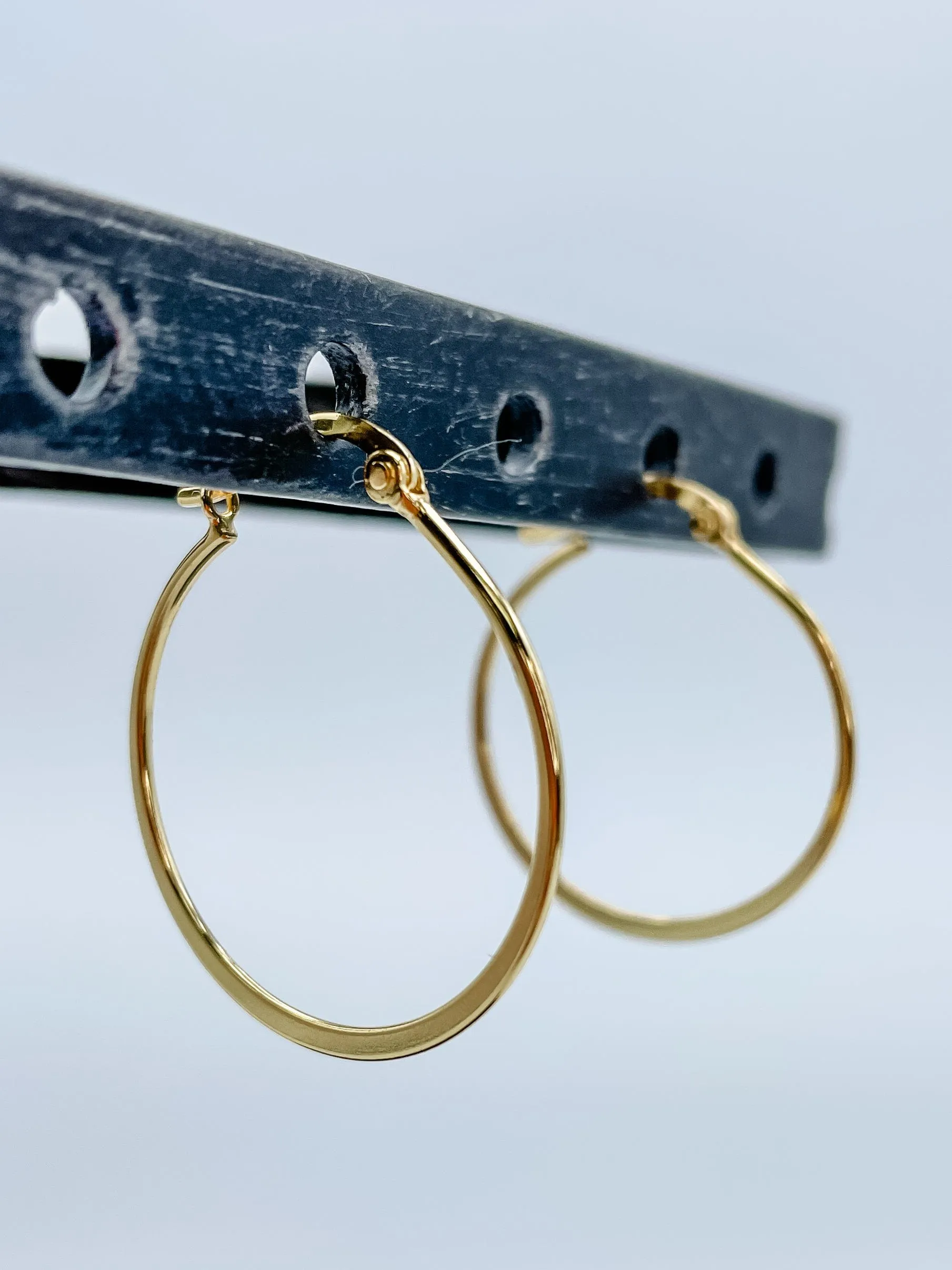 Gold Overlay Sterling Silver Vermeil 28mm Hoop Earrings