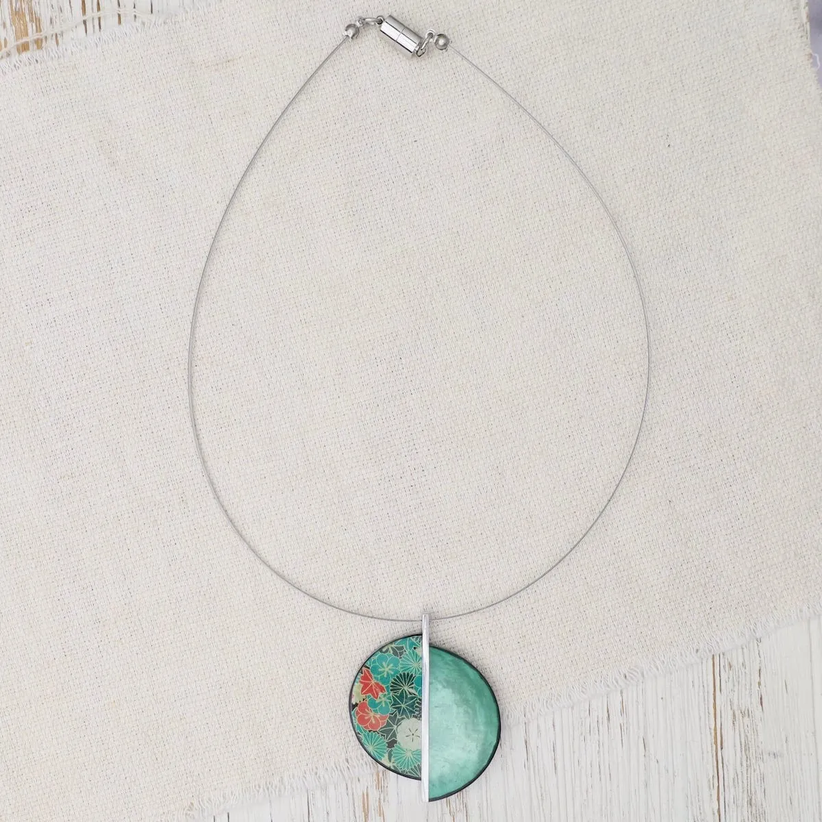 Green Kimono Split Circle Pendant