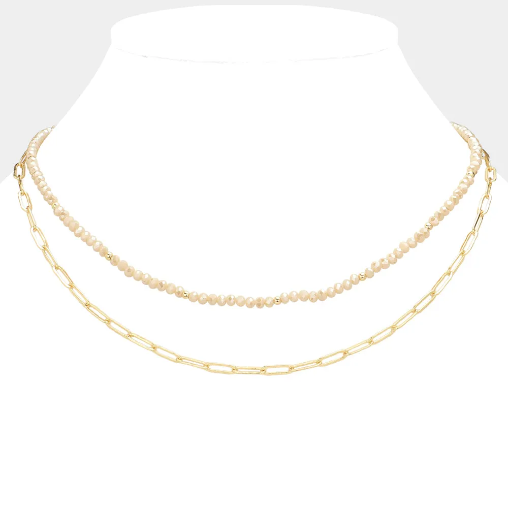 iLLASPARKZ Faceted Beaded Metal Paperclip Chain Layered Necklace