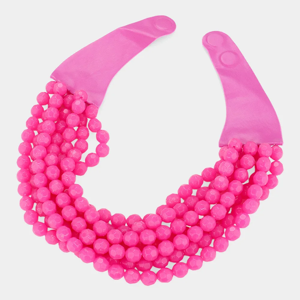 iLLASPARKZ Faceted Beaded Multi Layered Magnetic Collar Necklace