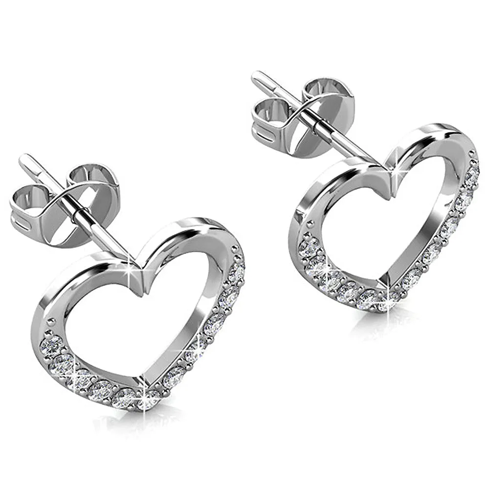 Innocent Heart Stud Earrings Embellished With SWAROVSKI Crystals