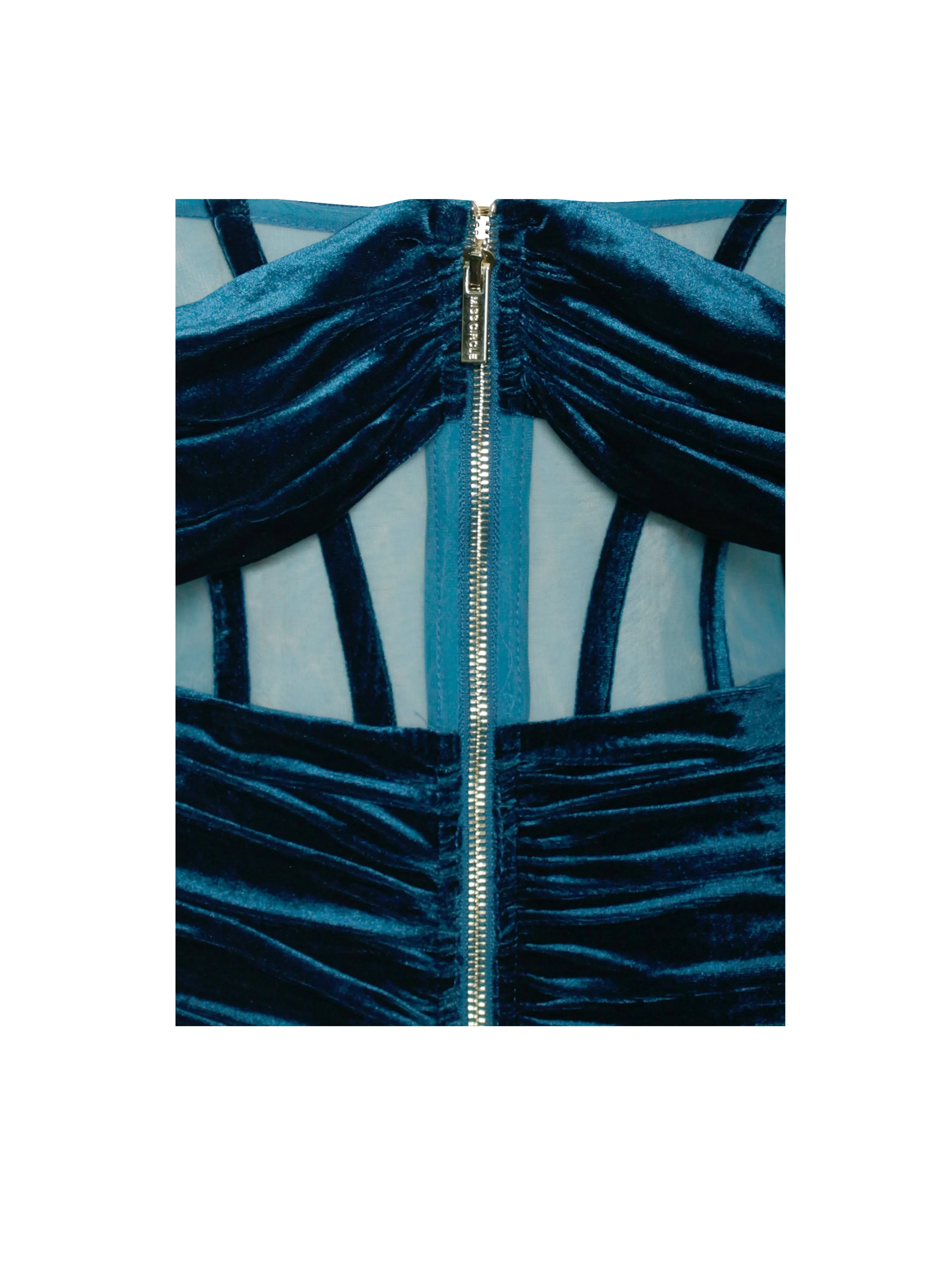 Irisa Teal Blue Draping Graceful Off Shoulder Corset Dress