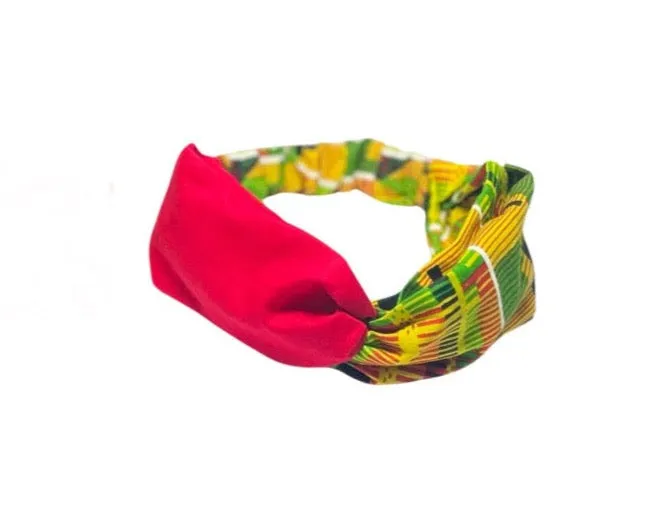 Kente Red Twisted Front Headbands