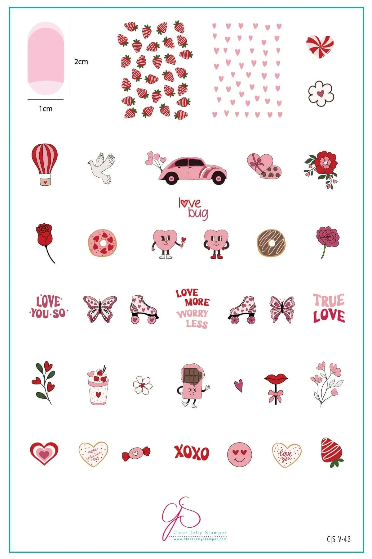 Love Bug (CjSV-43) Steel Layered Nail Art Stamping Plate
