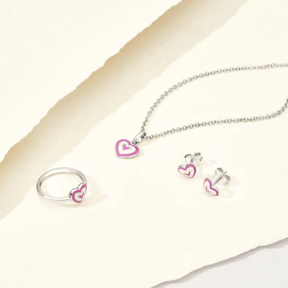 Lovestruck Heart Kids / Children's / Girls Earrings Enamel - Sterling Silver