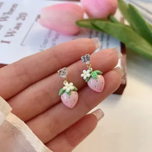 MAYTRENDS  - Strawberry Flower Heart Earrings