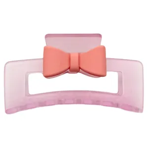 Medium Rectangle Clip - Frosted Pink Bow