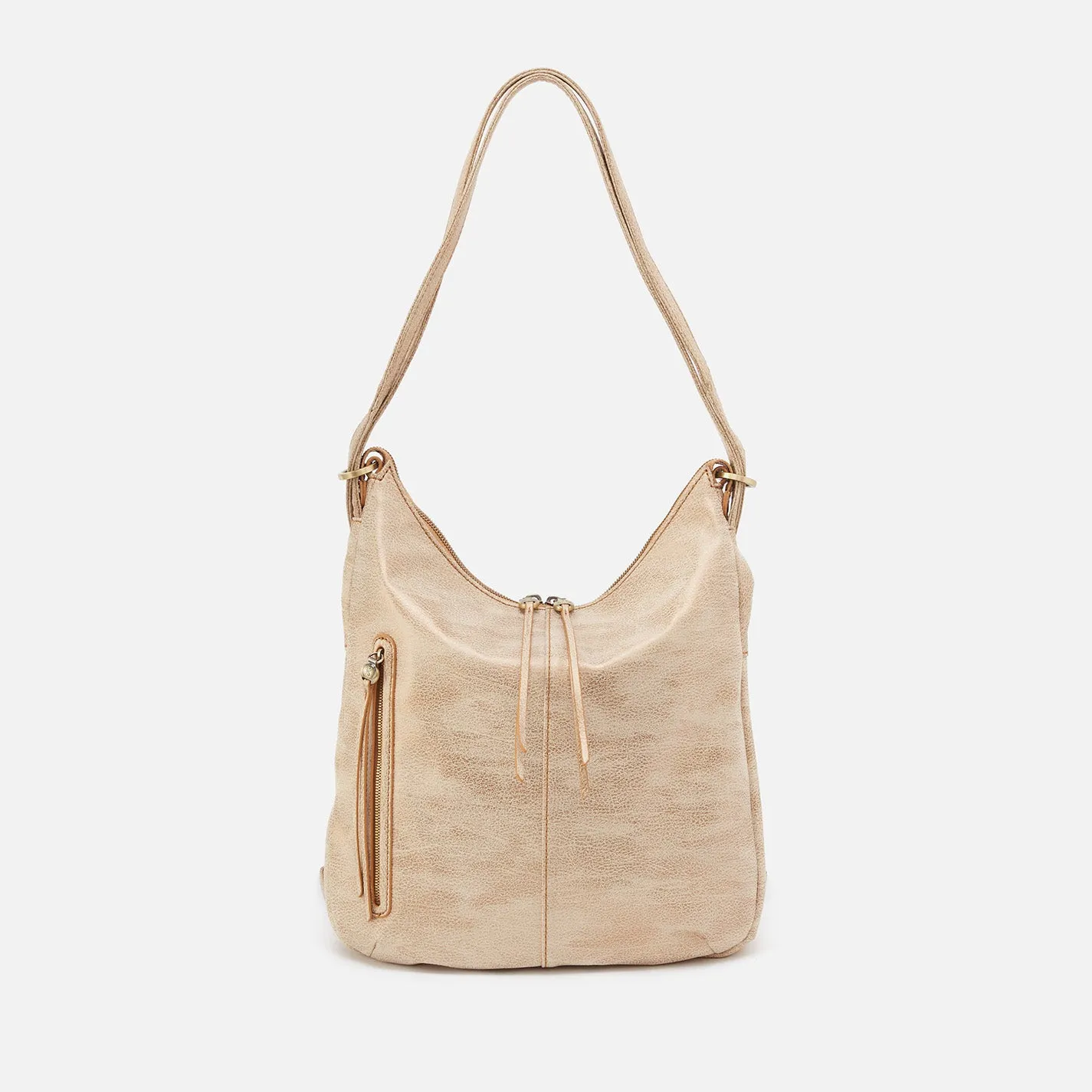 Merrin Convertible Backpack In Metallic Leather - Gold Leaf