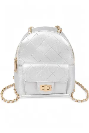 Metallic Pastel Quilted Small Convertible Backpack