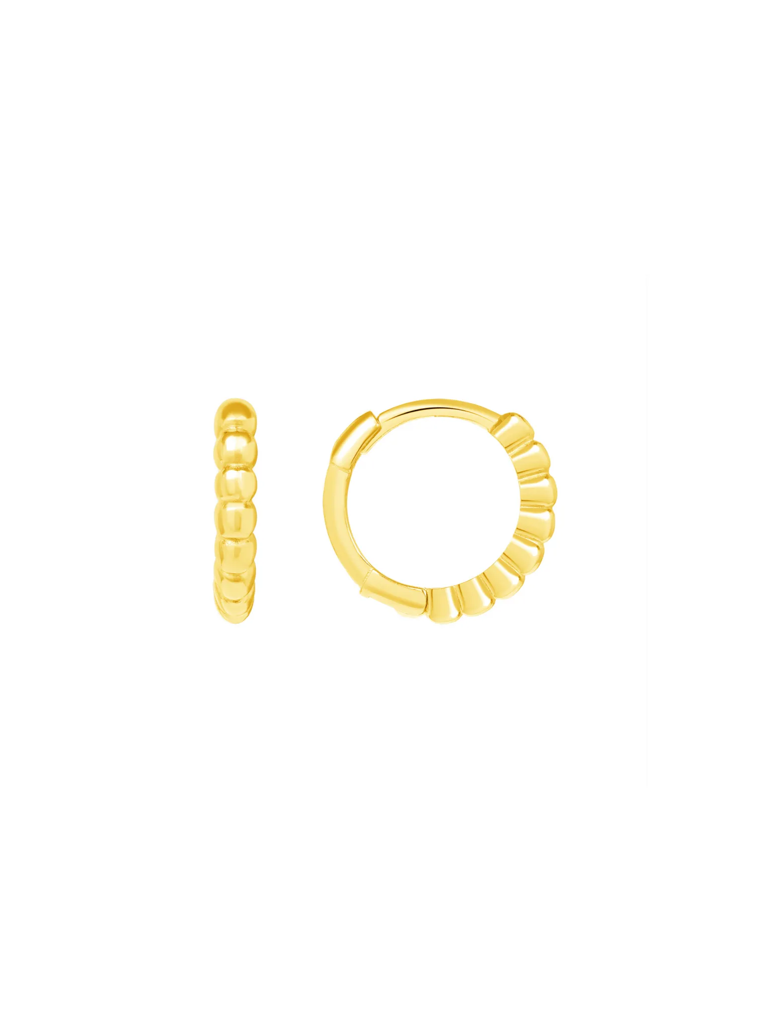 Mini Beaded Huggie Earring 14K
