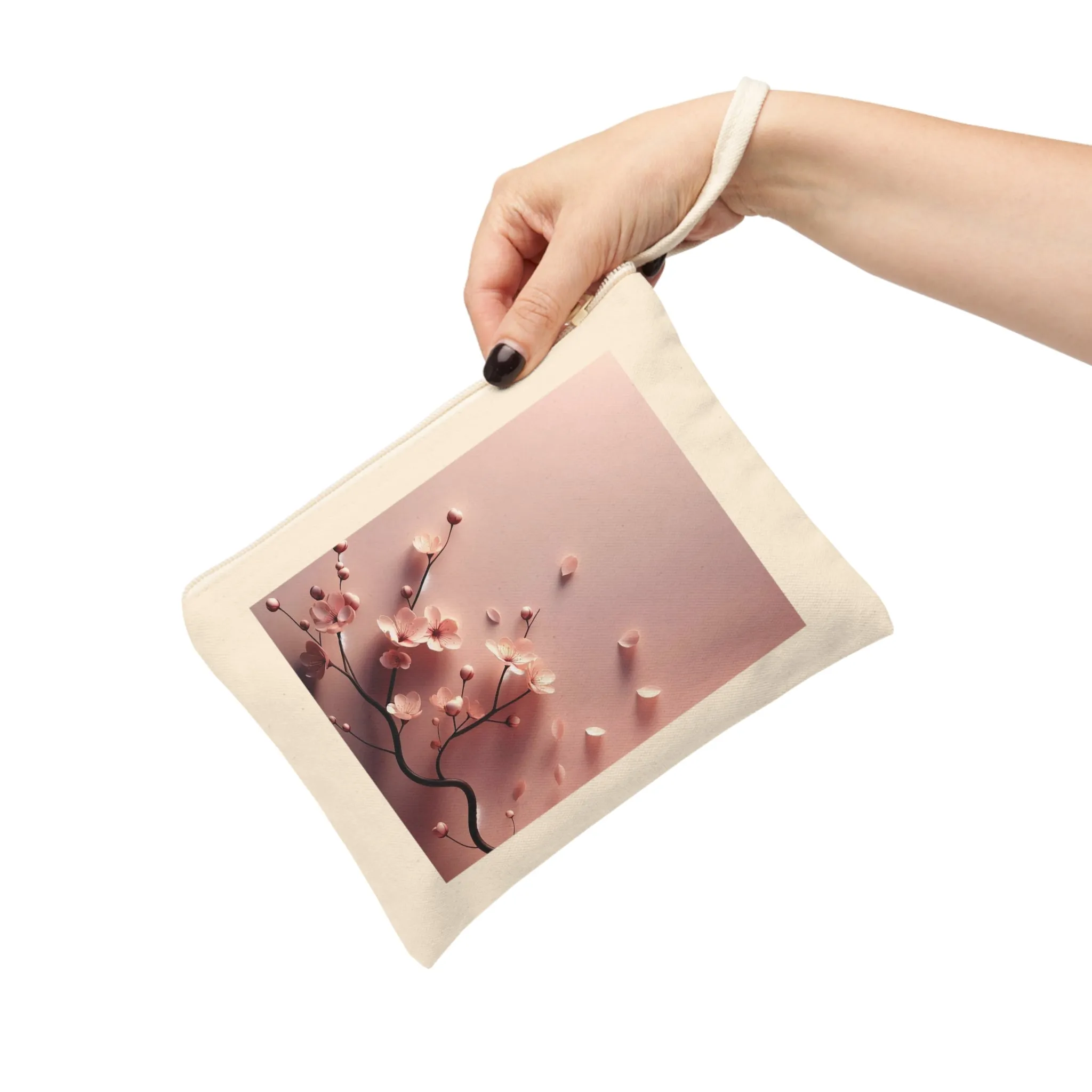 Minimal design with a pink flower Accessory Zipper Pouch