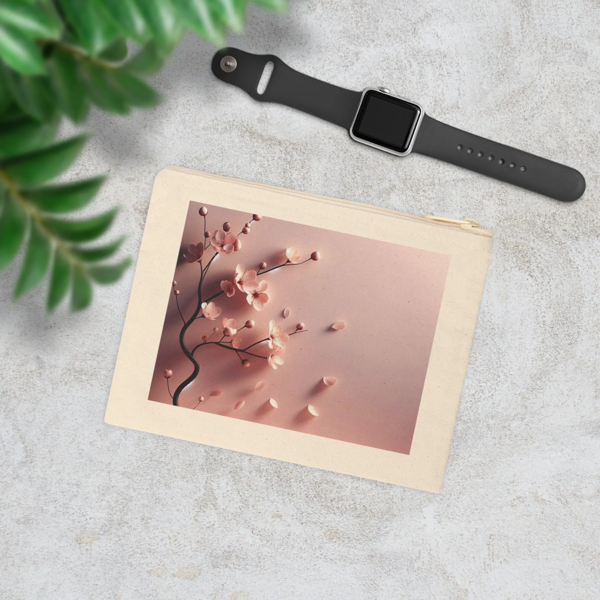 Minimal design with a pink flower Accessory Zipper Pouch