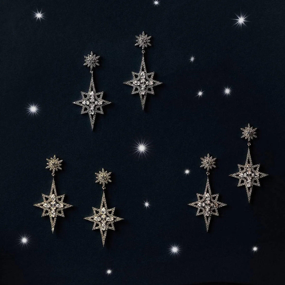 Northern Star Burst Drop Earrings Rosegold