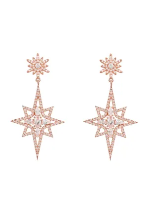 Northern Star Burst Drop Earrings Rosegold
