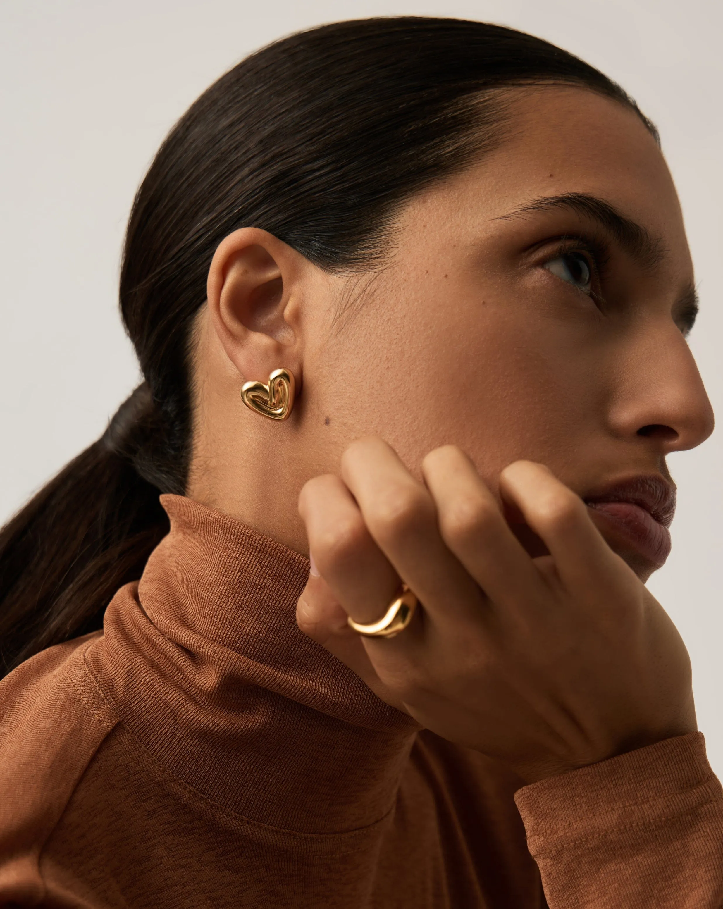 Puffy Heart Stud Earrings | 18ct Gold Plated